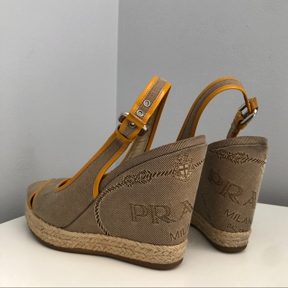Prada Peep-Toe Wedge Sandal - Picture 2 of 6